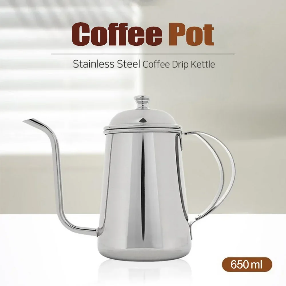 

650ml Gooseneck Coffee Pot Thickened 304 stainless steel Drip Coffee Hand Brew Moka Pot Cold Brew Espresso Kettle Coffeeware