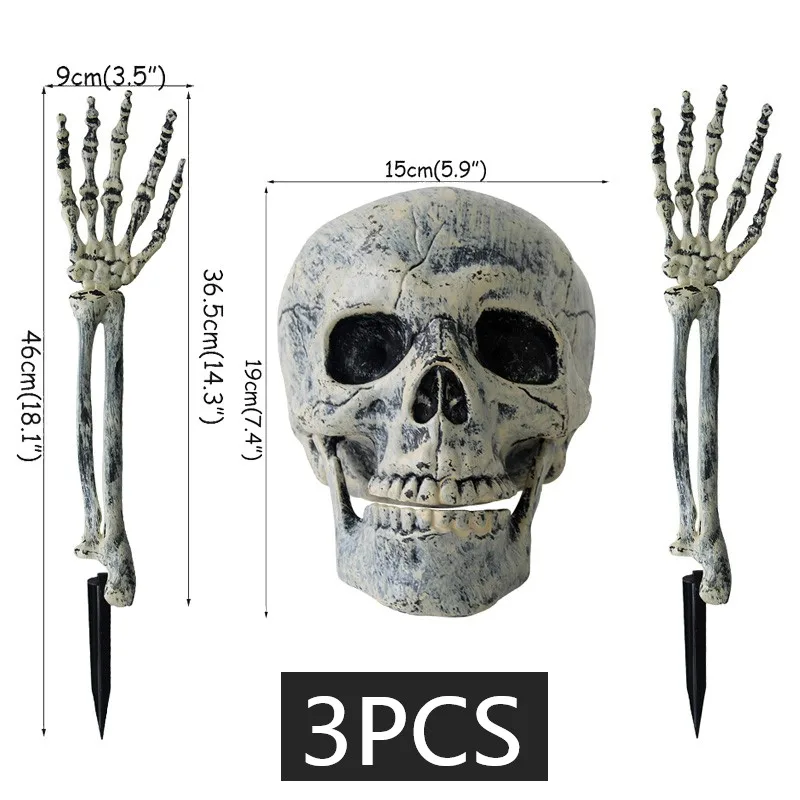 Realistic Skeleton Stakes Halloween Decorations Scary Skull Skeleton Hand Bone For Yard Lawn Stake Garden Graveyard home decor