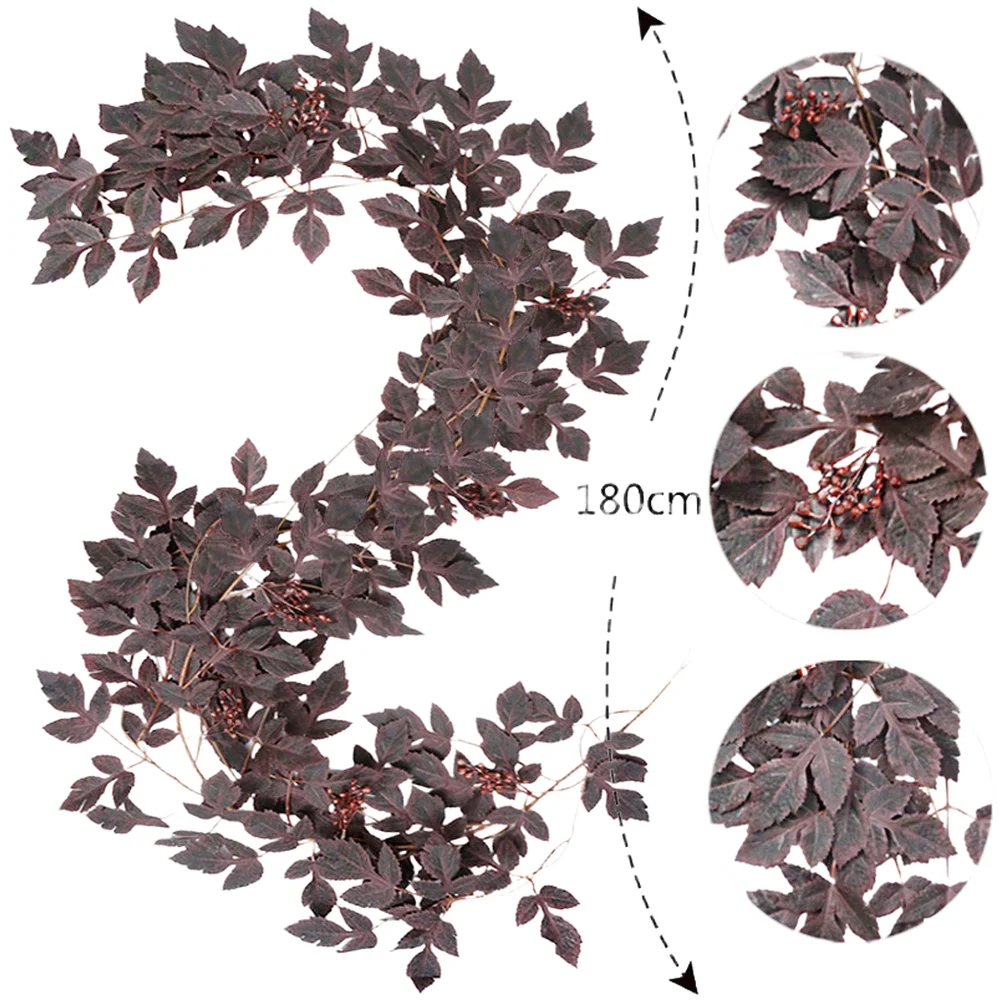 Autumn Fake Vine Leaves Maple Style 180cm PE Plastic Decor with Realistic Color Blend Red Yellow Green for Home Event Decoration