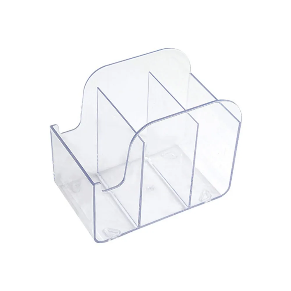 New Transparent Desk Stationery Storage Box INS Style Large Capacity Pen Holder 3 Grids Pen Storage Box