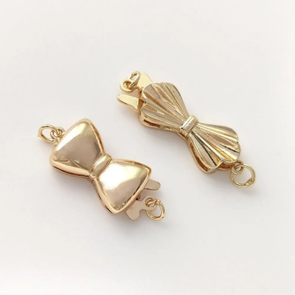 

Медные застежки 14-каратное золото, вставка в виде банта, пряжка ручной работы, сделай сам, жемчужное ожерелье, браслет, ювелирные изделия, кулон, пряжка, аксессуары