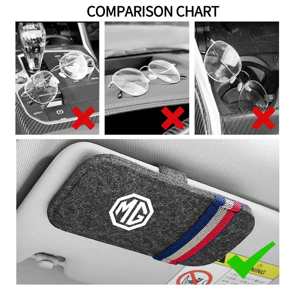 1 pz Auto Pelle Scamosciata Occhiali Borsa di Immagazzinaggio Visiera Parasole Organizer Clip Per MG Morris Garages GT MG3 MG6 MG5 MG7 GS Pilot HS ZS ZX