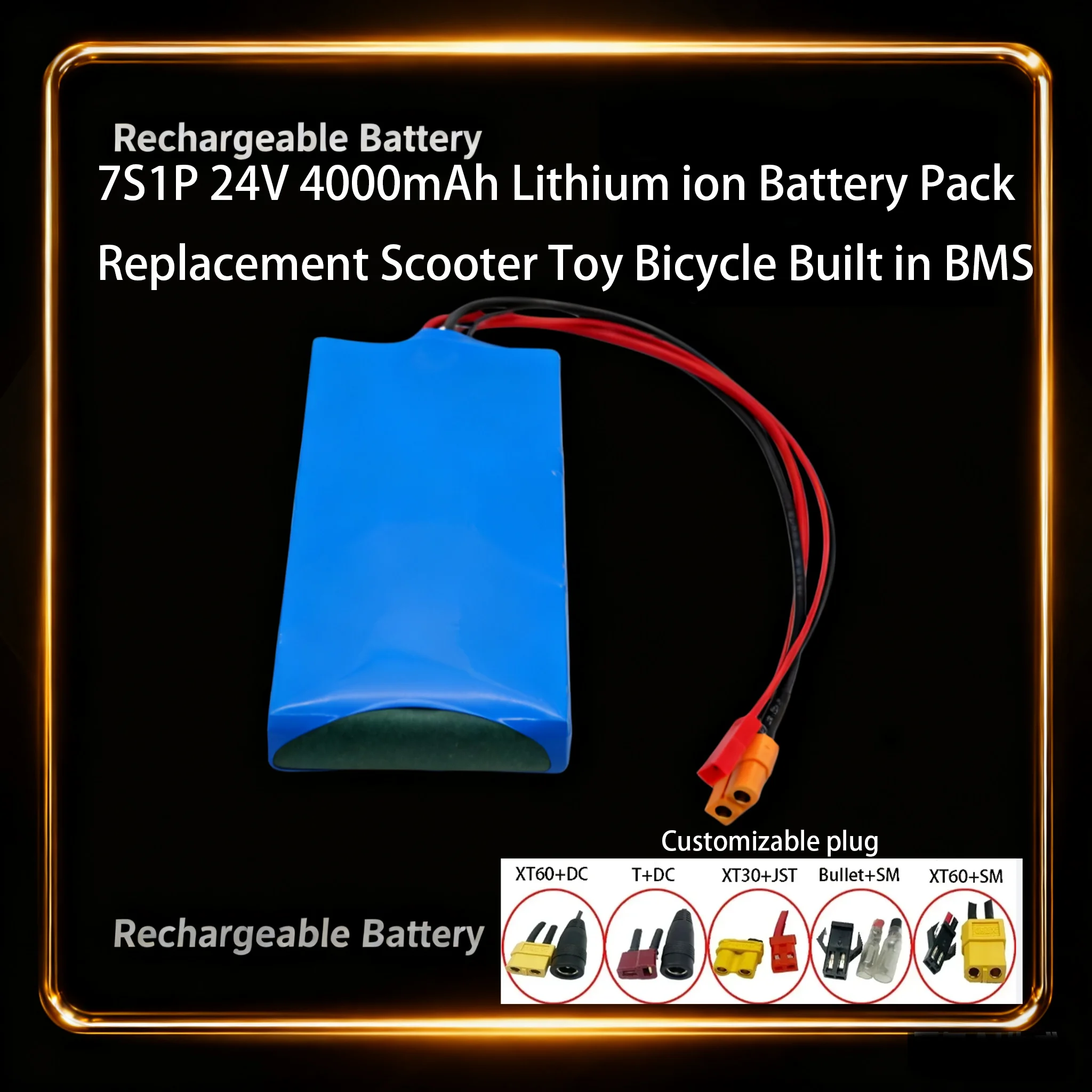 

High Capacity 24V 4Ah/6Ah 18650 Li-ion Battery Pack 7S1P Rechargeable with Built-in BMS for Scooter, Bicycle, DIY Power Supply