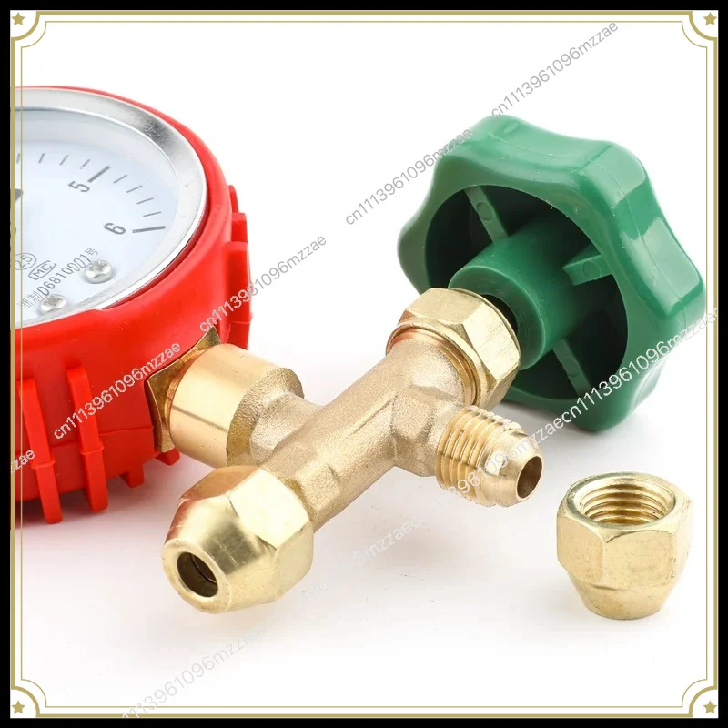 Air Conditioning Pressure Gauge Nitrogen Pressure Gauge 60kg Pressure Gauge 6.0Mpa Metric Interface Three-way Valve with Copper