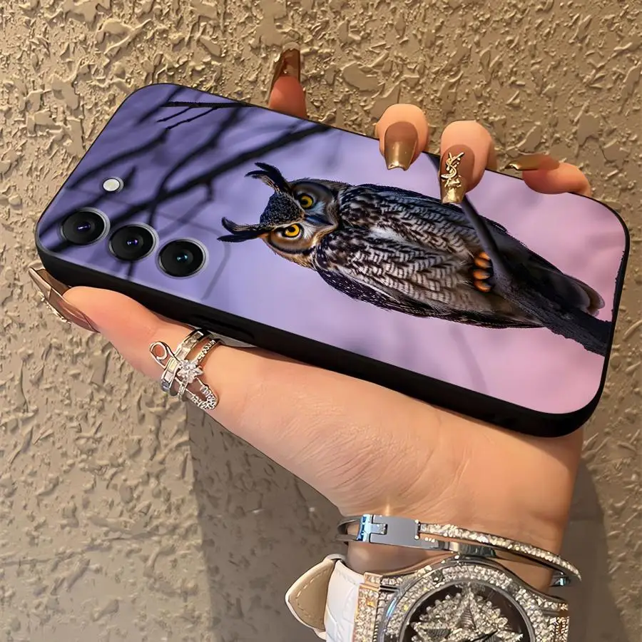 Funda Phone Cover Case for Samsung Galaxy S26 Ultra S20 Ultra Note 20 8 9 10 S23 S24 S21 FE S10 S9 S25 Plus Simple Owl view 3