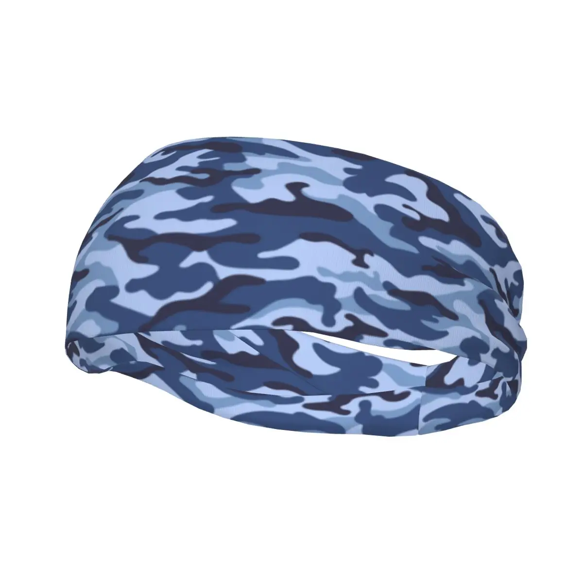 Elastic Sport Sweatband Anti-Slip Camouflage Blue Pattern Headwear Running Yoga Fitness Decor Hair Head Band