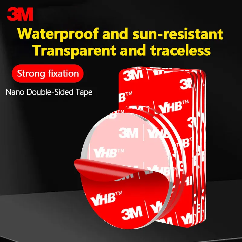 3M Nano Double Sided Tape Waterproof Transparent Acrylic Sticker No Drilling for Socket Tissue Box Hook Bathroom Tile Wall Fix