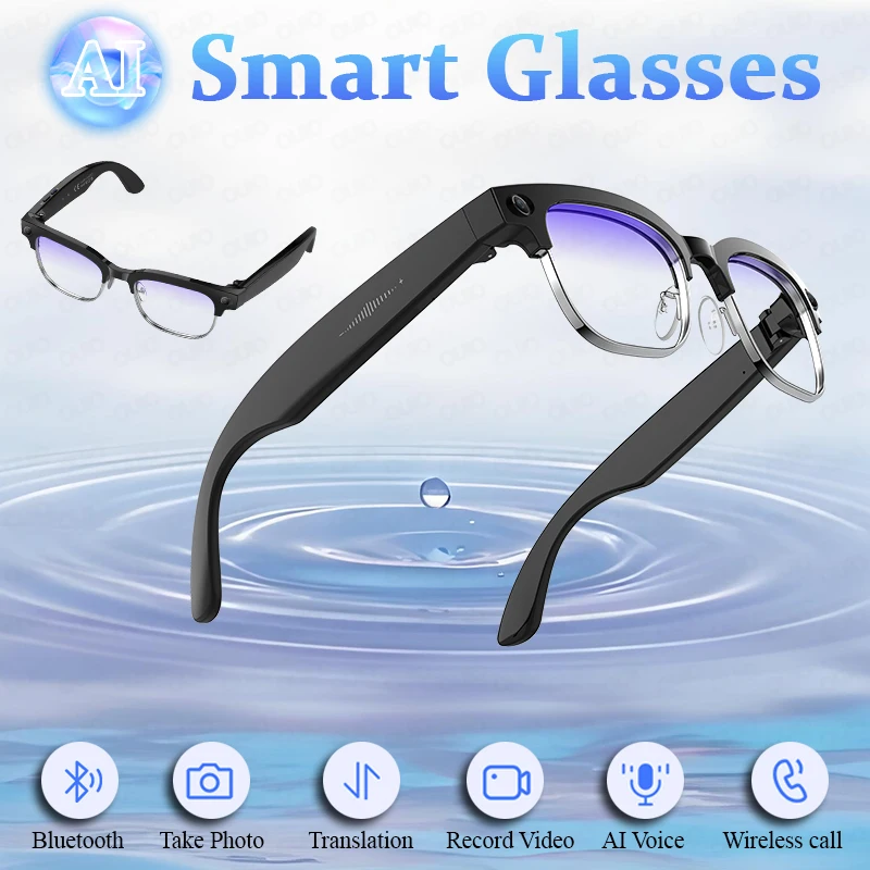 

2025 Al Smart Glasses 8MP 4K UHD Camera Translation Video Recording 290MAH Long Battery Life Al Smart Q&A Touch Smart Glasses