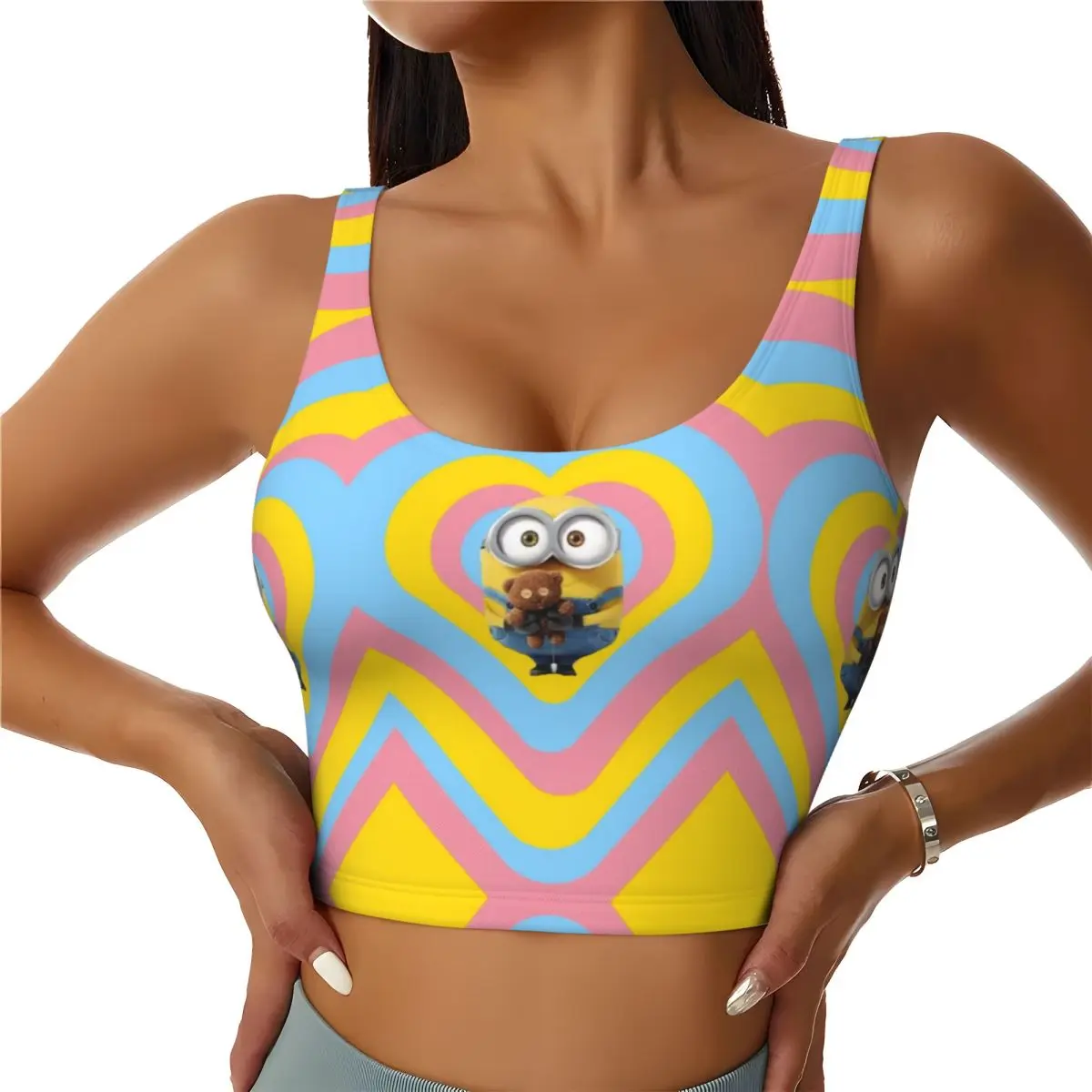 

Пользовательские M-Minions аниме милые укороченные топы для тренировок женские бесшовные спортивные бюстгальтеры для йоги и бега