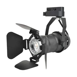 Black mini adjustable homes track light, industrial rail mount lights, E27 led spotlights with 4 leaf barn door for home