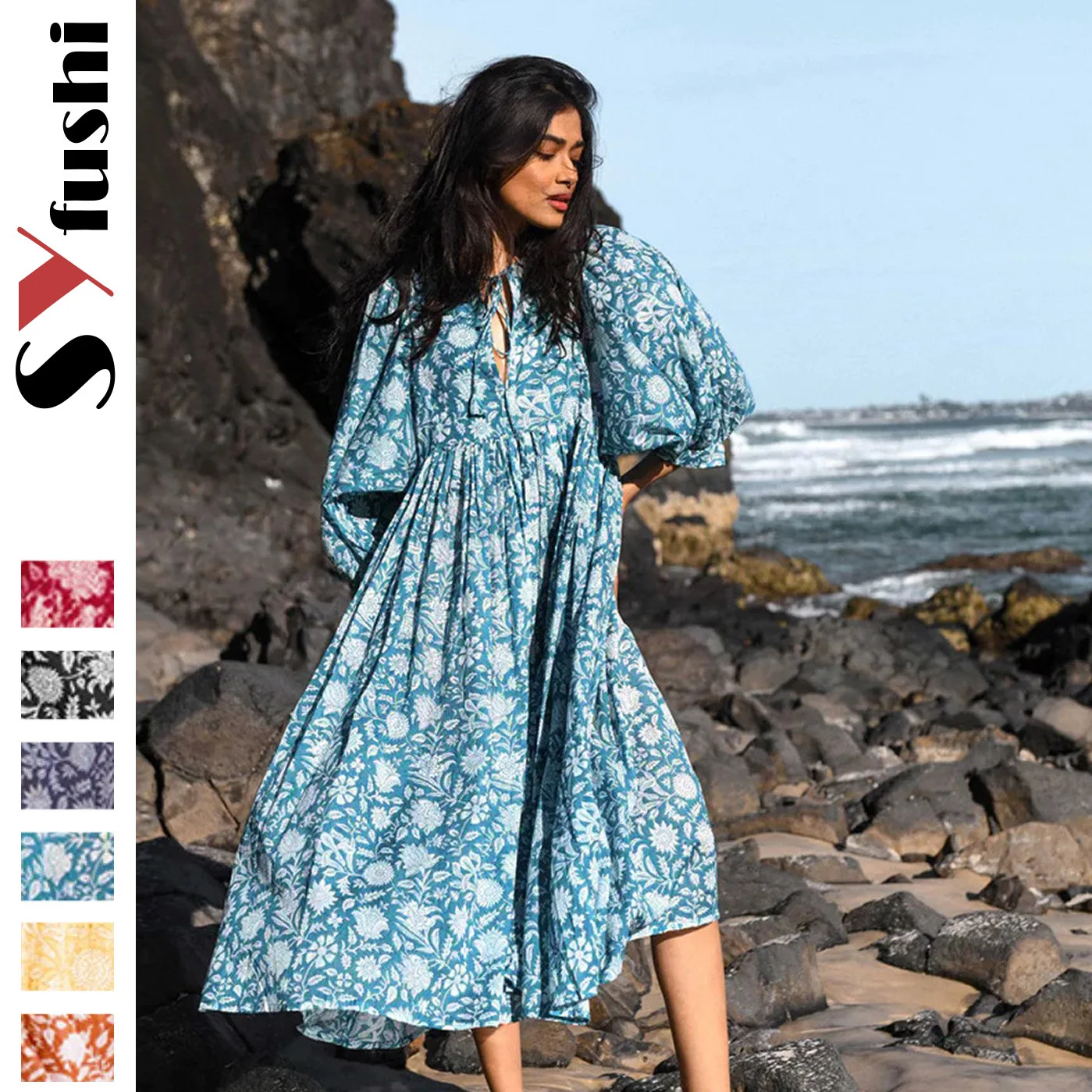 

Модные винтажные платья с принтом, женские повседневные свободные платья с геометрическим принтом и короткими рукавами, летнее женское платье для поездок на работу