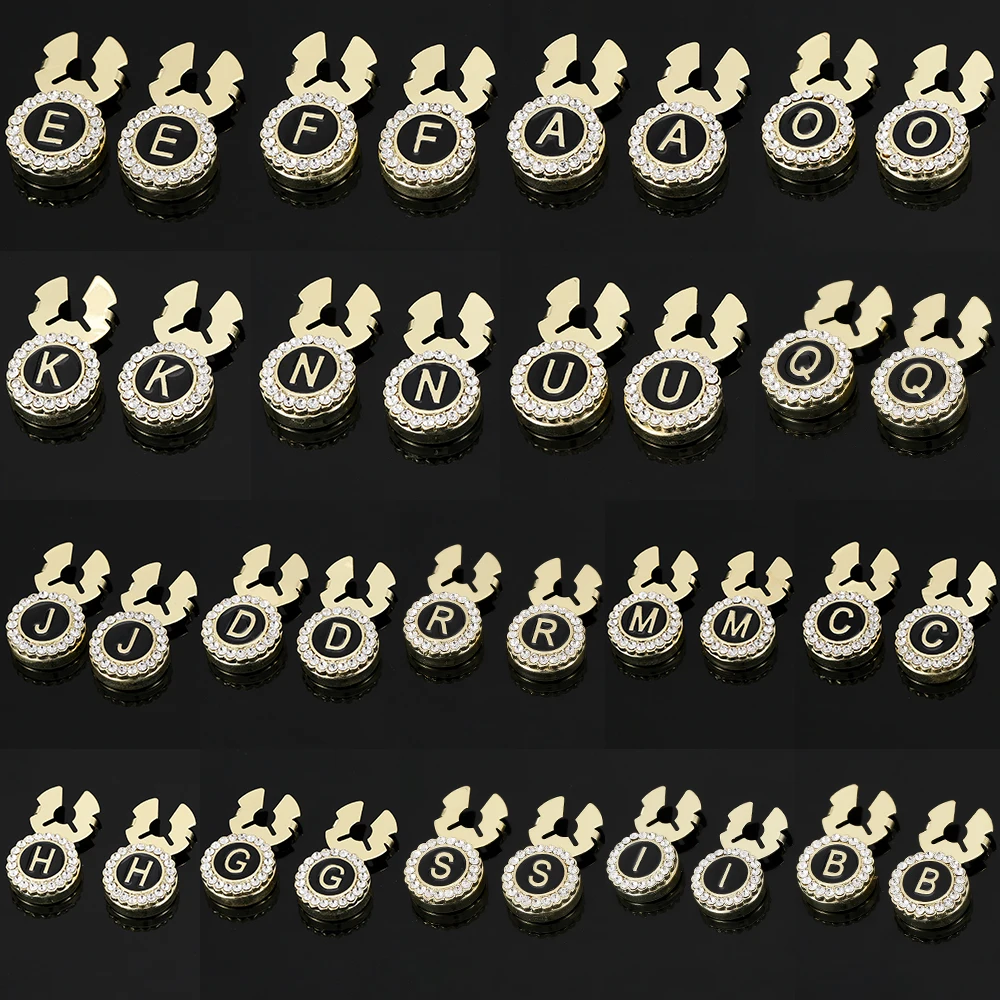 2 قطعة/المجموعة الأولي كابيتال تصميم غطاء أزرار المشبك كريستال أزرار أكمام للرجال قميص دعوى مجوهرات رسالة ABCDEFGHIJKMNOQRSU #1