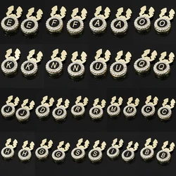 2Pcs/Set Initial Capital Design Button Cover Clasp Crystal Cufflinks For Men Shirt Suit Jewlery Letter ABCDEFGHIJKMNOQRSU