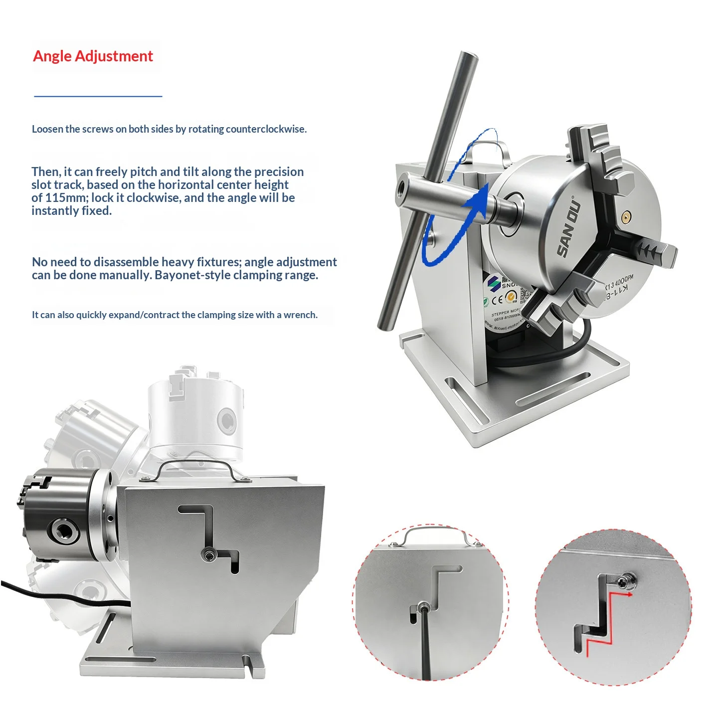 Cyclmotion Rotary marking table with hollow-shaft fixture and gear-reduction drive (featuring vibration-dampening design)