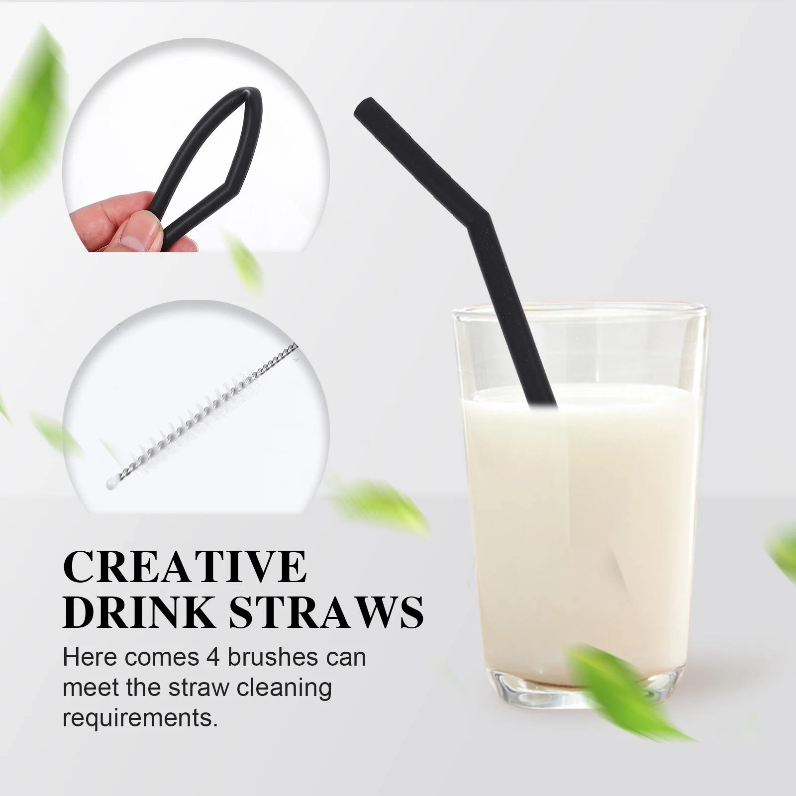 

16 pcs Silicone Folding Straws With 4 Cleaning Brushes Portable For Milk Tea Coffee Juice Reusable Beverage Tool Kitchen Bar