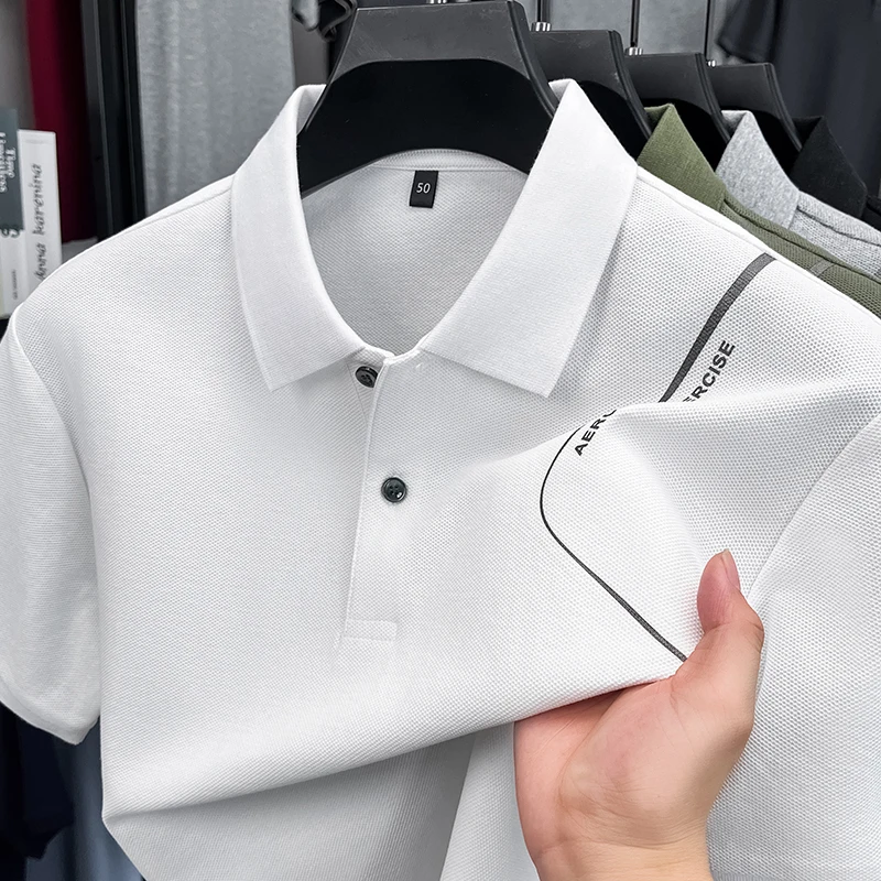 

100Cotton High-Quality Men's Polo Shirt Lapel Short Sleeve T-Shirt Summer New Exquisite Print Fashion Business Casual Menswear
