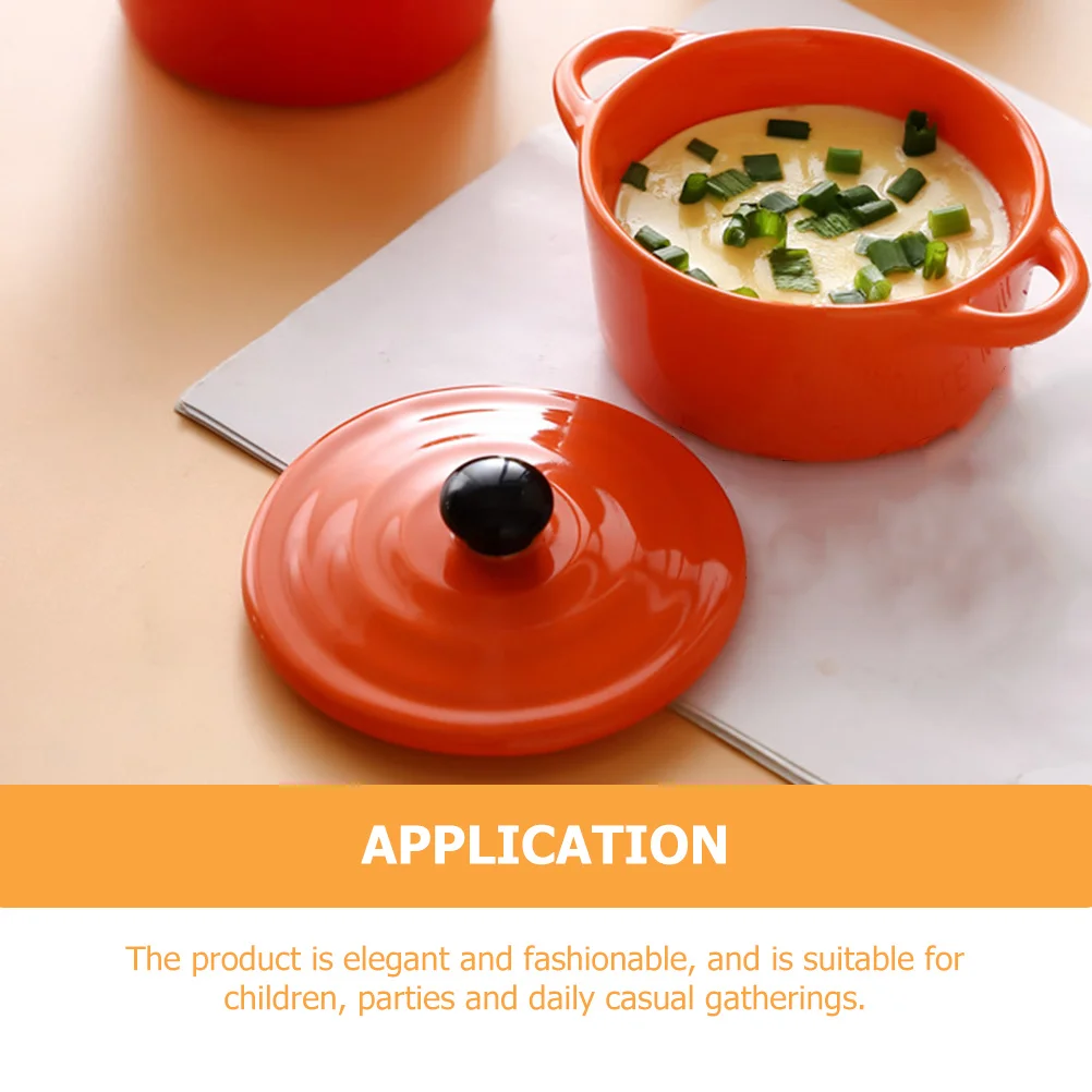 

Ceramic Egg Steaming Bowl with Handle Baked Cheese Pudding Complementary Food Bowl for Baby Kids Soup Kitchen Use