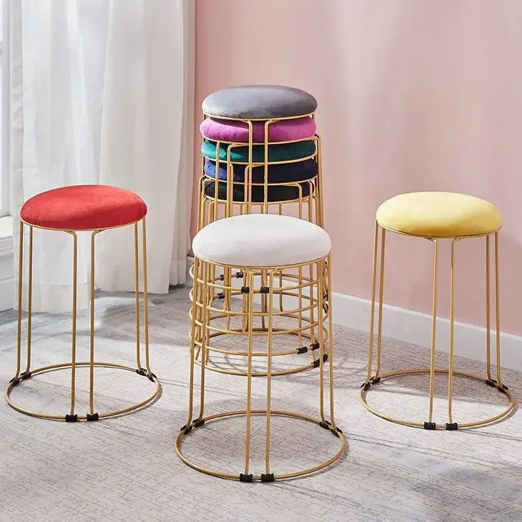 Stools Thickened Home Living Room Adult High Stool Can Be Stacked Simple Dining Round Stool Fashion Luxury Steel Stool Furniture