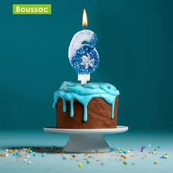Christmas Flameless Birthday Frozen Candles for Cakes 0-9 Number Princess Cake Candle Party Decor Snowflake Blue Candle Stands