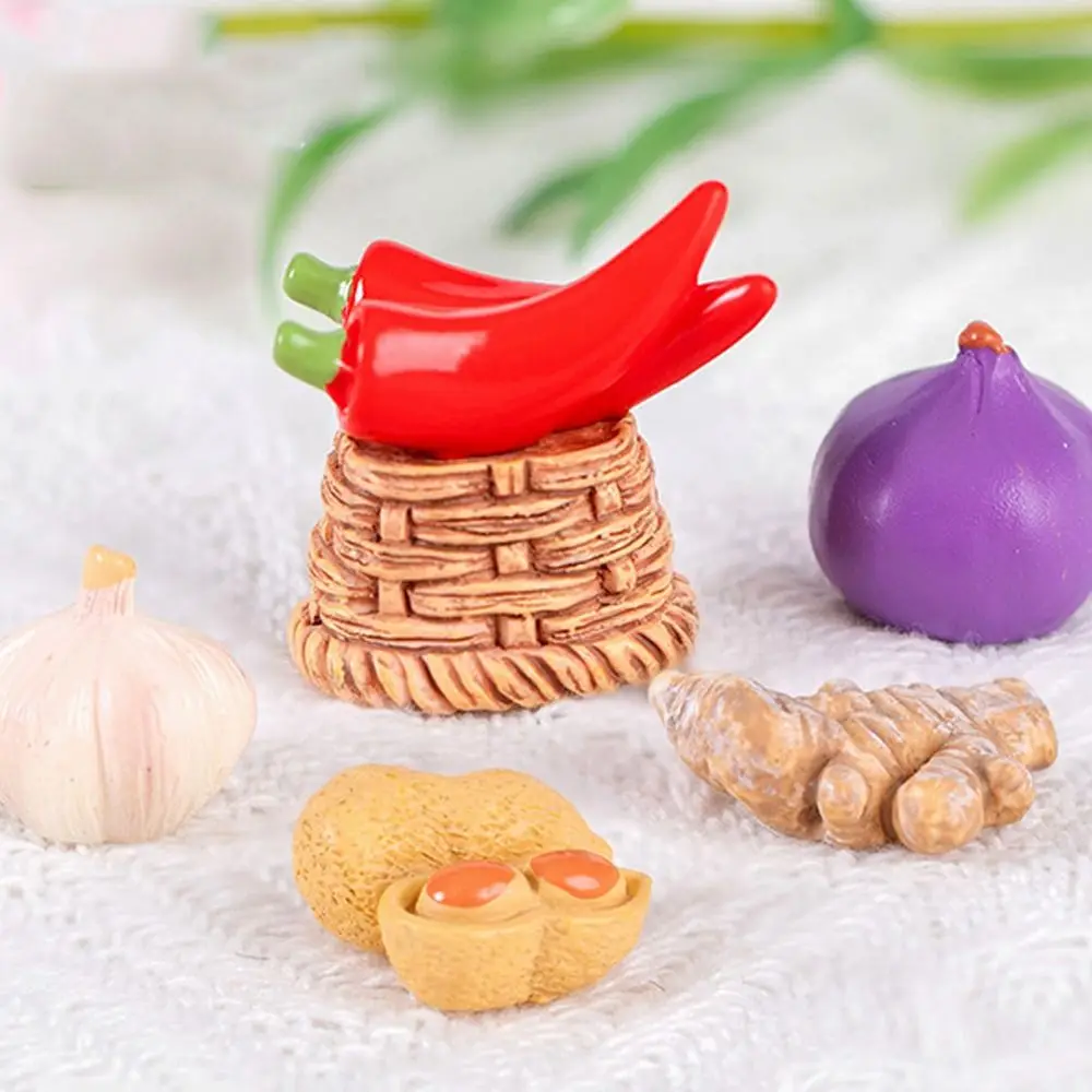 Cute Vegetable Figurines Miniatures Resin Crafts Handicrafts Simulation Vegetable Basket DIY Realistic Vegetable Model