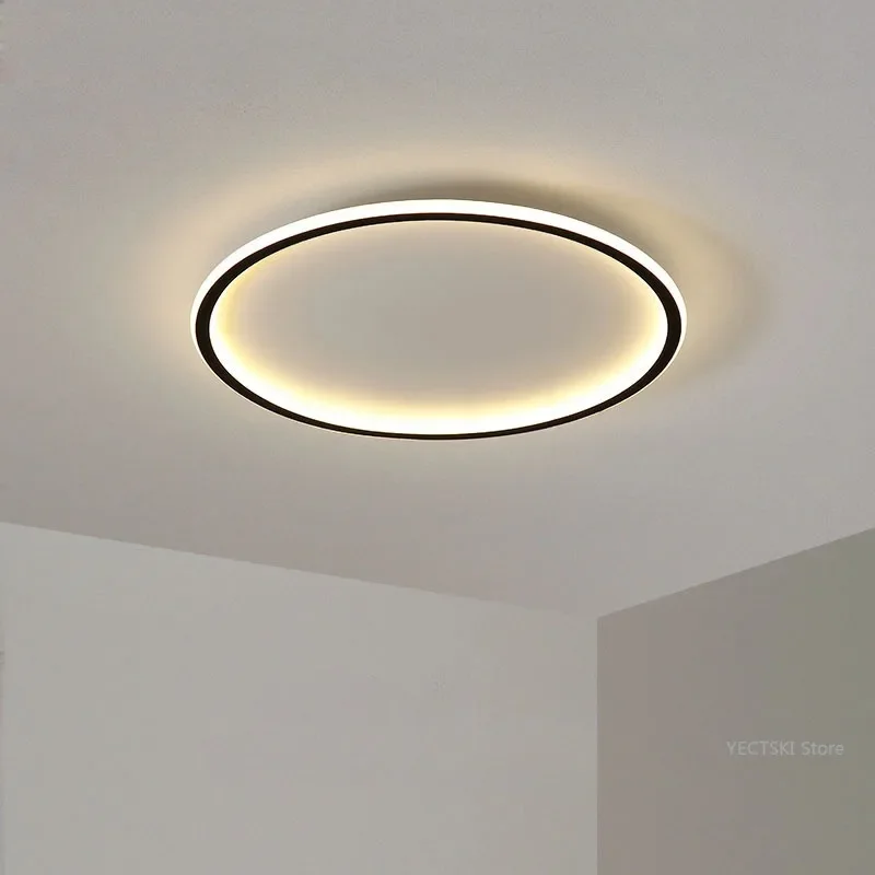 GHJUYIOL Nordic minimalist ceiling light, circular modern bedroom and study lighting, ultra-thin living room light