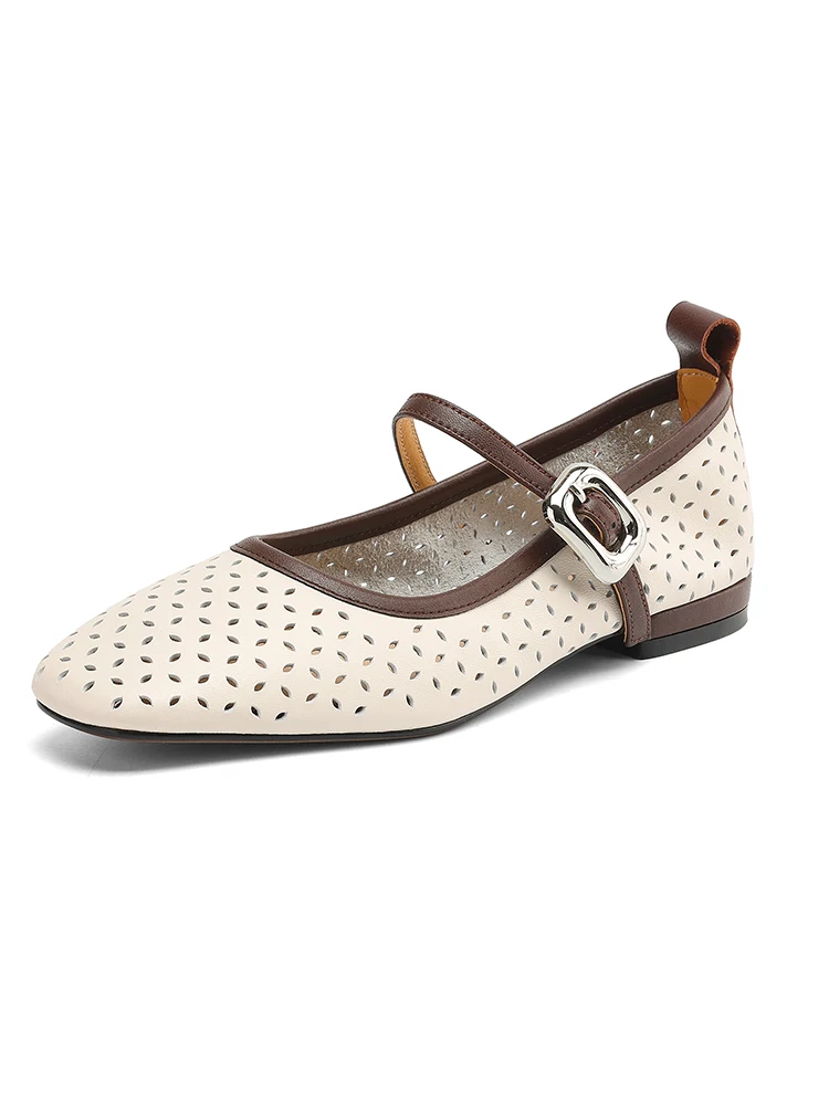 chaussures-plates-de-ballet-creuses-en-cuir-veritable-pour-femmes-nouvelle-tendance-d'ete-bout-carre-ferme-boucle-en-un-mot-noires-et-beiges-2025