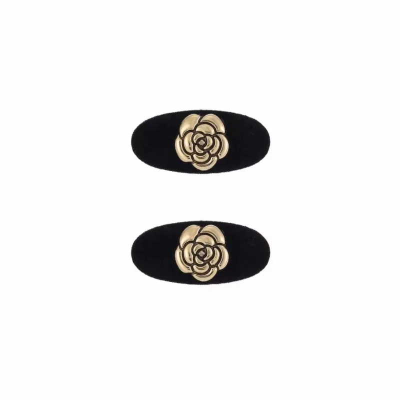 2 Pcs Cute Small Camellia Flower Hair Clips for Women French Elegant Flocking Duckbill Side Clip Hairpins Headwear Set