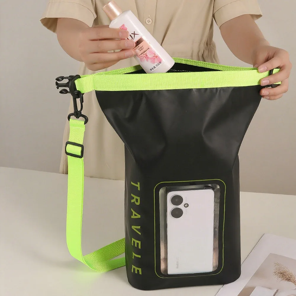 Custom Logo PVC Waterproof Bag Large Capacity Gear Bag Transparent Touchable Phone Pocket for Camping Hiking Lightweight Durable