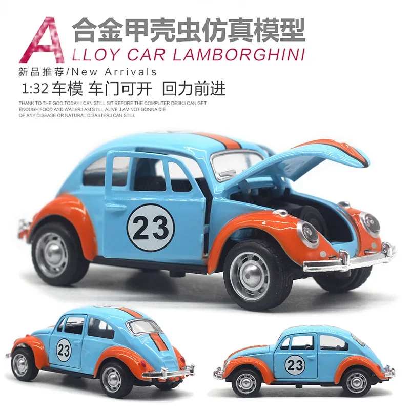 1: 32 alloy Volkswagen Beetle painted racing car classical rebound door opening car model recommended for children's gifts