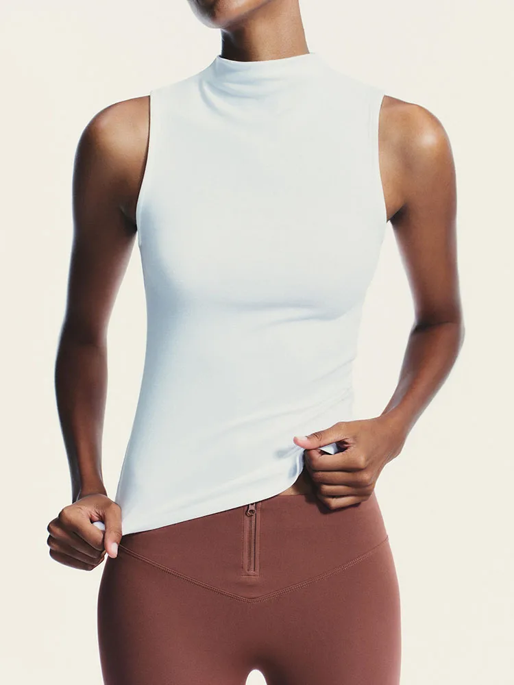 

Осень 2023, женский модный облегающий топ с высоким воротником, универсальное новое поступление, трикотажная одежда, подходящая для всех возрастов