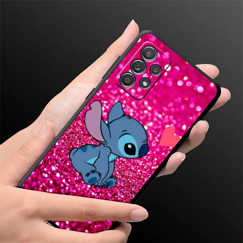 Phone Black Case for Samsung Galaxy A13 A22 5G A51 A32 A54 A23 A72 A12 A52 A34 A33 Silicone Cover Disney Cute and Cool Stitch