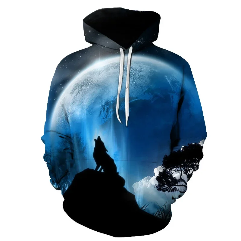 Legal espaço galáxia lobo moletom com capuz masculino lobo brilhante moda bonito lobo hoddies primavera outono pullovers moletom suor