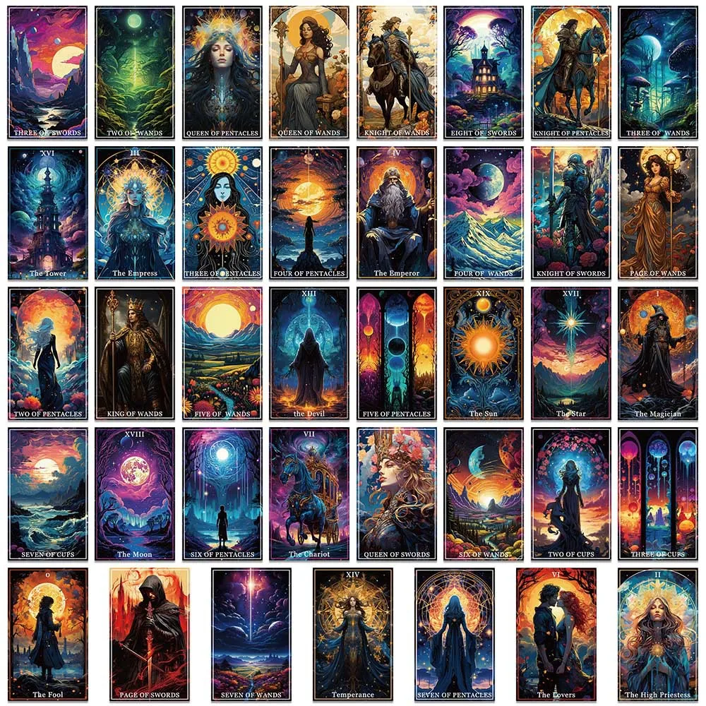 78/156Pcs INS Novelty Cartoon Cute Magic Tarot Card Stickers PVC Waterproof Stickers Decals For Kids Boys Girls Toys Gifts