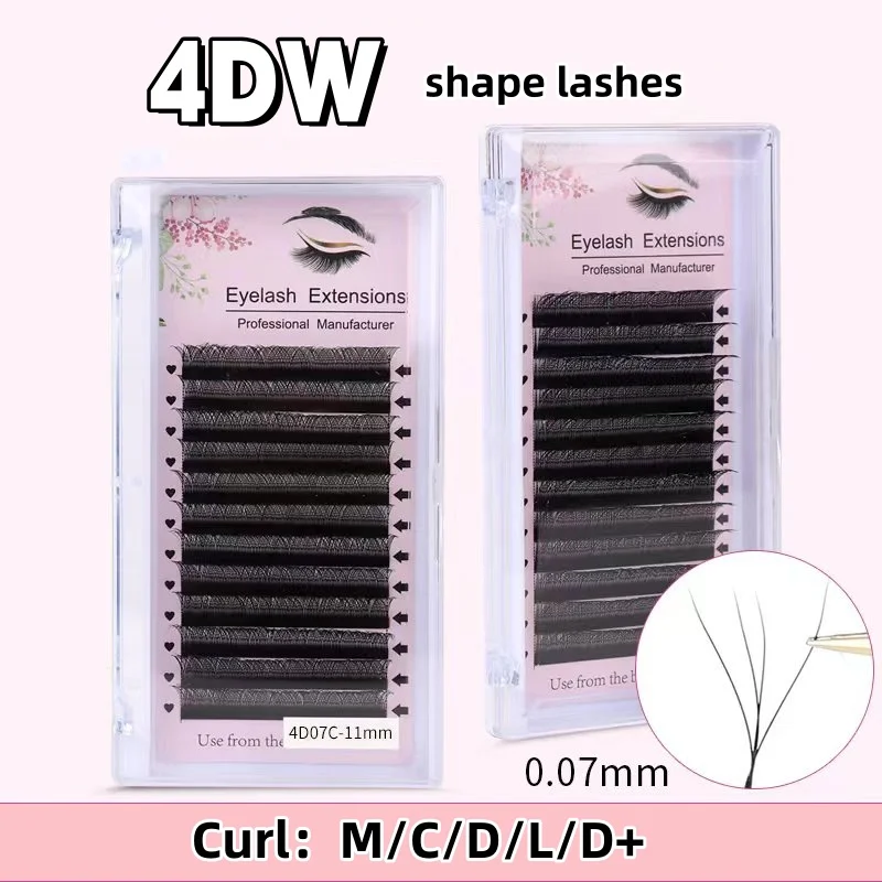 MARIA 4D W Shaped Beam Eyelash Extensions Patch Faux Russian Private Label Wholesale Clusters Easy Fan Volume Lashes Makeup