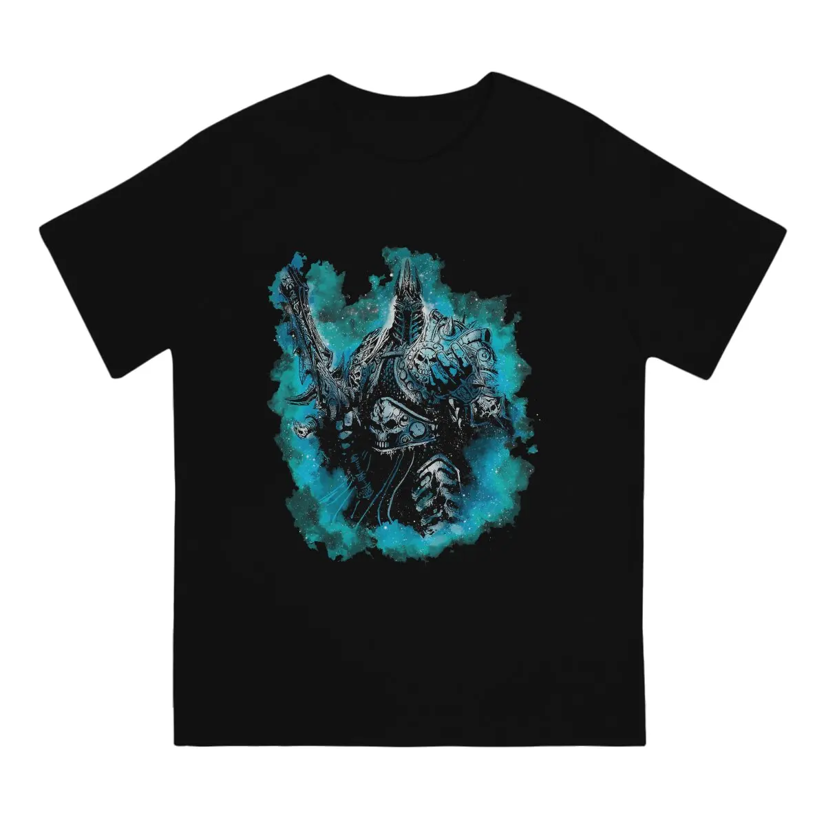 Men T-Shirts Blue Power Armor Novelty Cotton Tee Shirt Short Sleeve World Of Warcraft T Shirts Crew Neck Clothes Printed