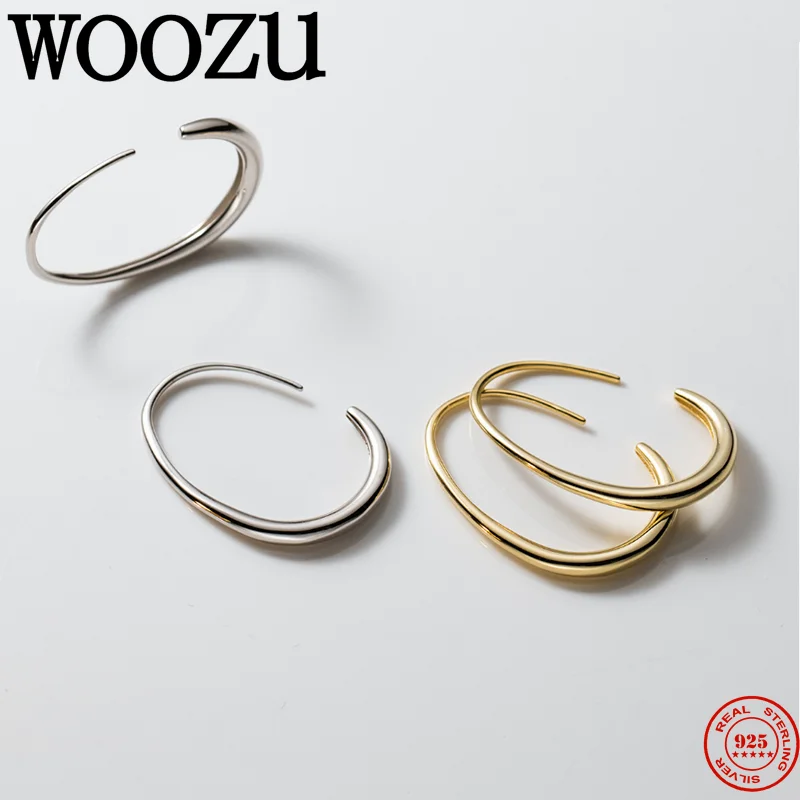 

WOOZU 925 Sterling Silver Fashion Elegant Large C Shape Smooth Piercing Ear Hooks Earring for Women Wedding Banquet Fine Jewelry