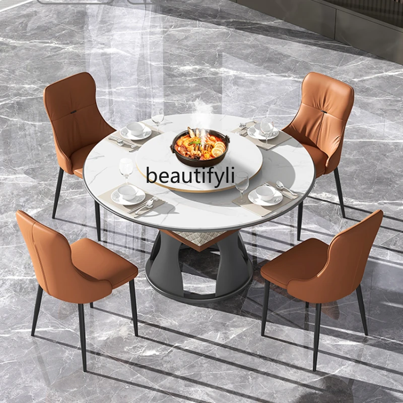 

Mahjong machine Automatic household dining table with induction cooker Mahjong table Dual-purpose rotating countertop