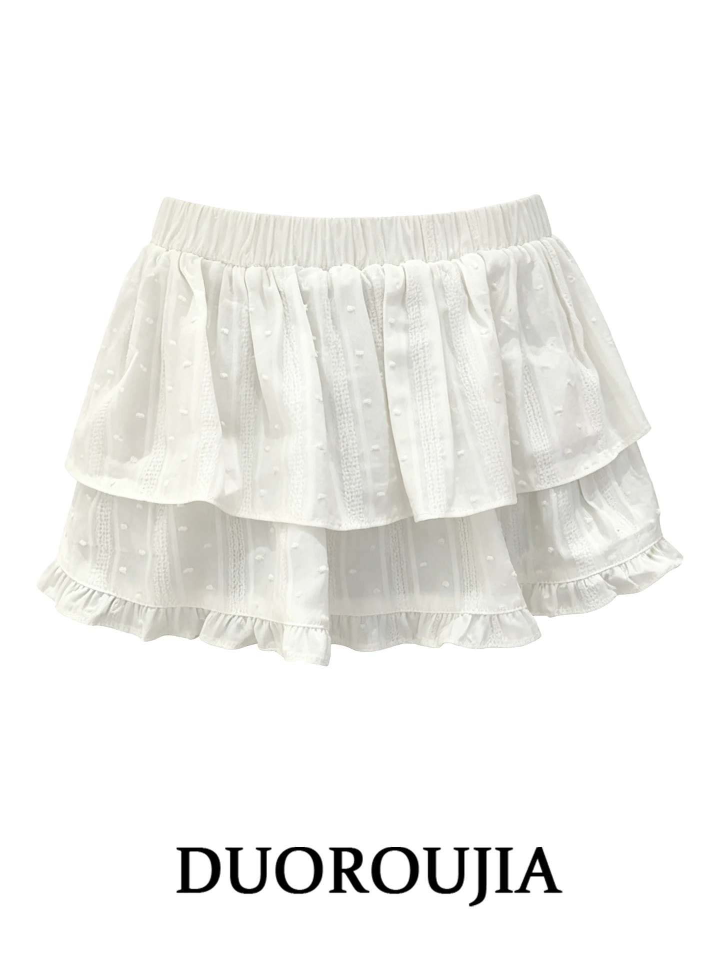 

plus Size American Style White Lace Trim Half Skirt Women Summer Overlap Butt Curtain Hip Cover Cake Short Skirt High Waist A...