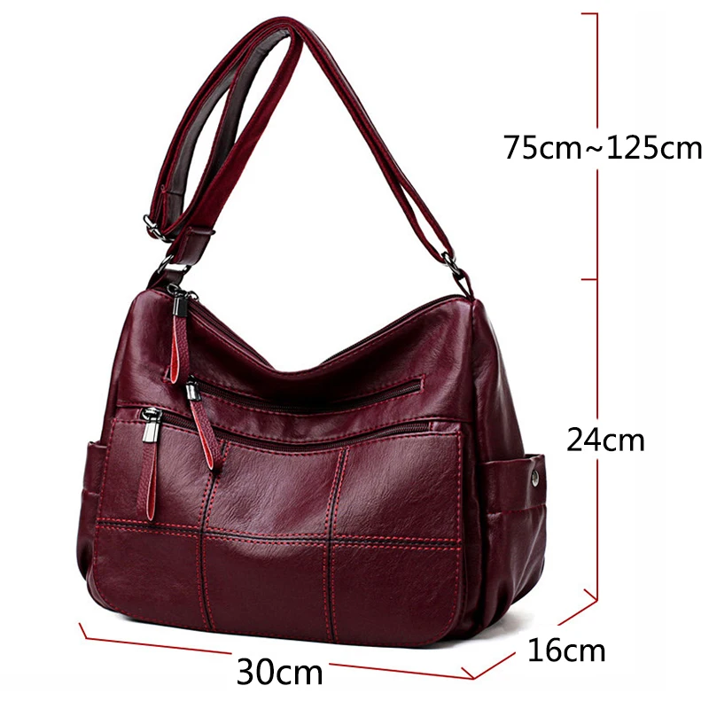 Many Pockets Shoulder Crossbody Bags For Women 2024 New Brand Leather Ladies Designr Handbags Casual Messenger Bags Sac A Main