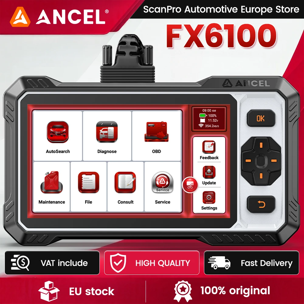FX6100 Auto OBD2 Scanner Bi-directioneel CAN FD Olie ABS DPF EPB SRS A/F BMS Immobilizer Airbag Reset ANCEL Diagnostisch Gereedschap voor Alle Systemen