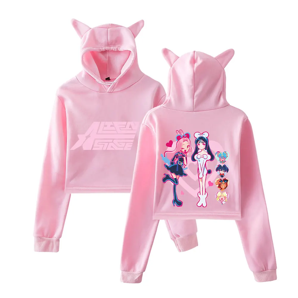 Alien Stage 2025 Merch Hoodies Sweatshirt for Girls Cat Ear Crop Pullover Casual Clothes