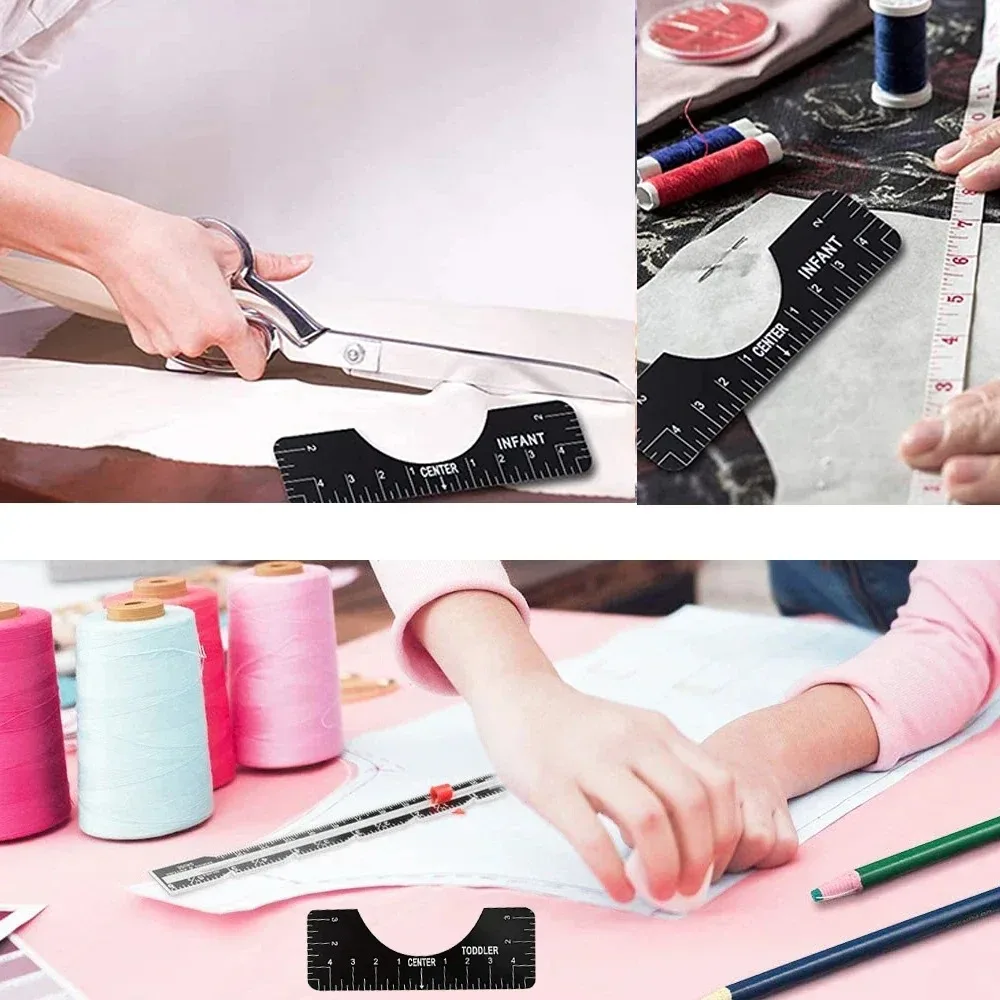 4 шт., линейка для футболки, инструмент для выравнивания рубашки, линейка для выравнивания футболки с таблицей размеров одежды для взрослых, молодежи, малышей