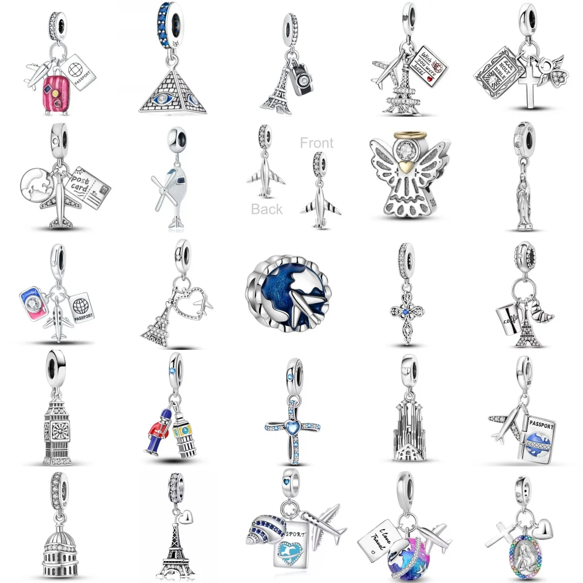 

Серебряные бусины-подвески 925 пробы из серии «Путешествия»: Самолет, Эйфелева башня, Паспорт для браслетов и ожерелий своими руками, модный ювелирный подарок для женщин