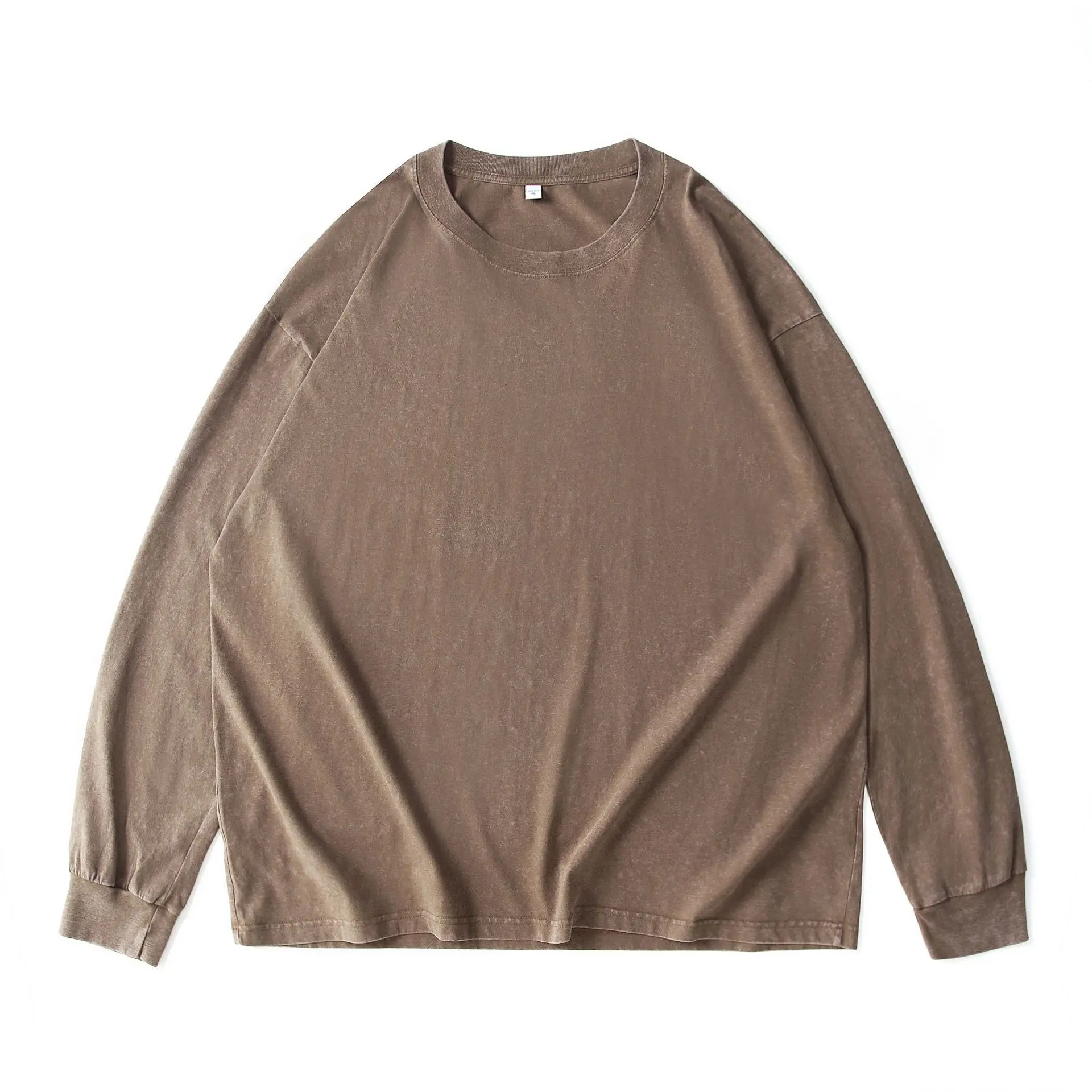 Men's Spring and Autumn Vintage Long Sleeve T-shirt Large Retro Loose Men's Wear Shoulder Drop Design