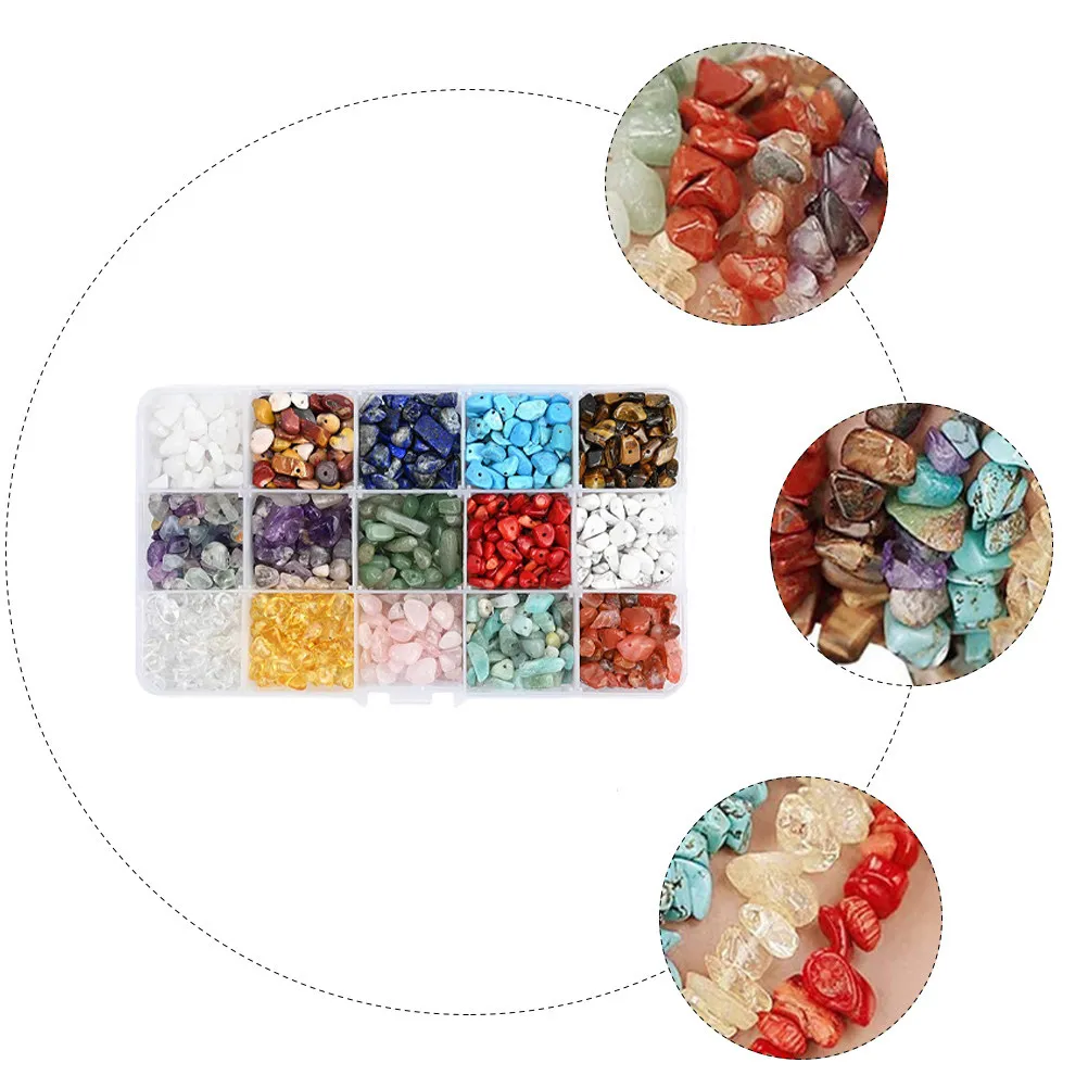 1Set Boxed 15-Grid Natural Stone Beads DIY Jewelry Accessories Set Fine Craft Exquisite Design Fashion Charm for Handmade