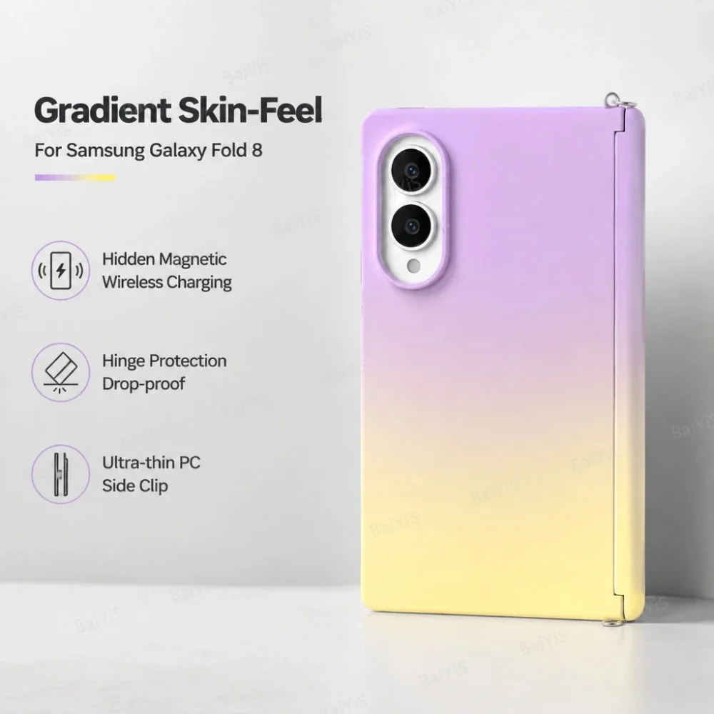 Gradient Dual Color Slim PC Magnetic Phone Case for Samsung Galaxy Z Fold 8 For MagSafe Hinge Protector Shockproof Shell Funda