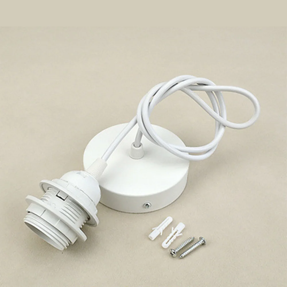 E27 Lamp Holder Vintage Edison Lamp Bulb Base 1m Hanging With Two Ceiling Mount Ring For Lampshade Pendant Light Fixture Holders