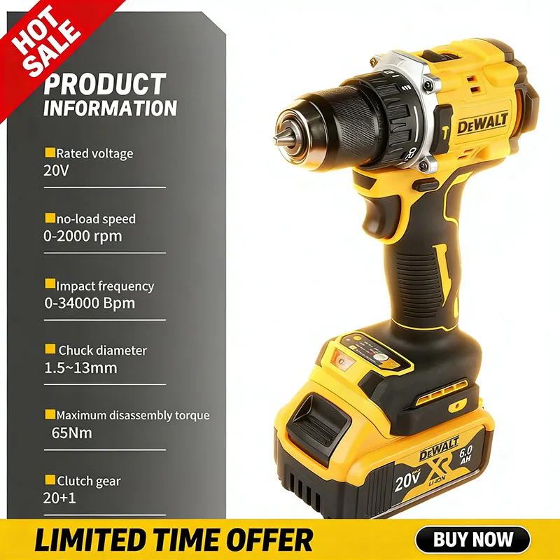 

Аккумуляторный шуруповерт DeWalt DCD805 20V, бесщеточный, с функцией ударного винтоверта, компактный, для бит и насадок, электроинструмент