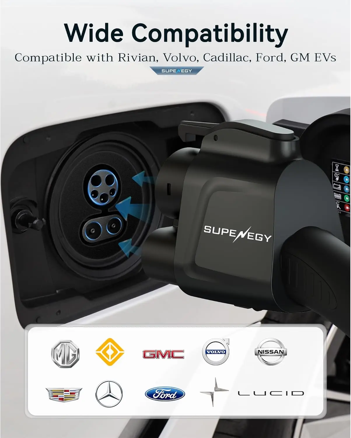 محول SuperAdapter Max 500A 1000V NACS إلى CCS لسيارة Rivian، Ford، Mustang، فولفو، Polestar، GM EVs شحن سريع