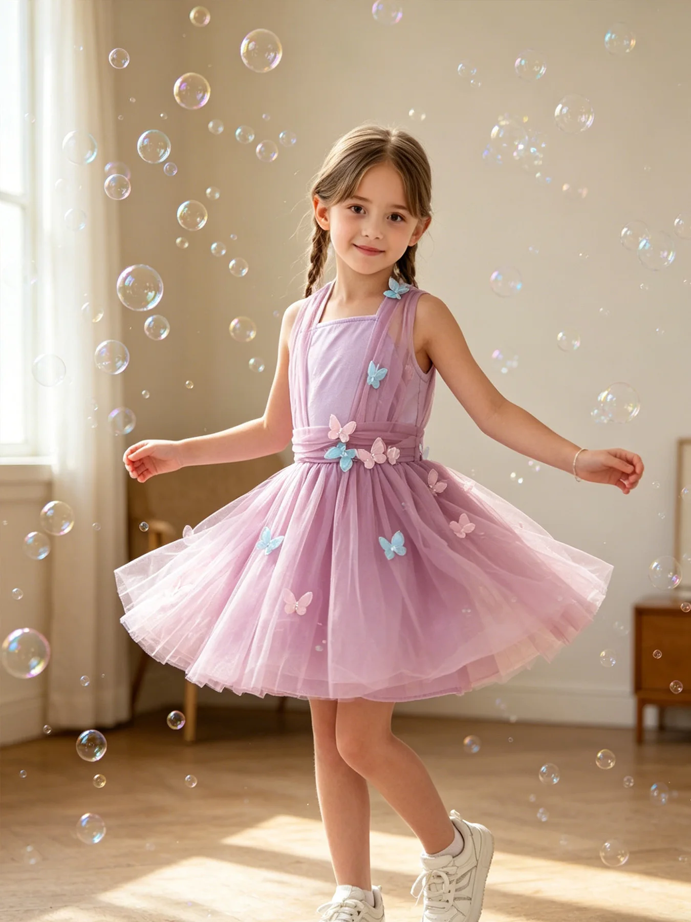 Girl's Light Purple Butterfly Dress Princess Dress Halloween Carnival Christmas Party Costume Banquet Dress Birthday Party